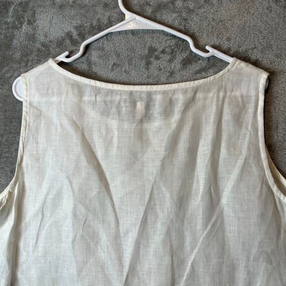 Eileen Fisher 100% Irish Linen Tank Top White Size Large Lagenlook Minimalist - Picture 2 of 7